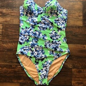 J.Crew Floral strapless swimsuit
